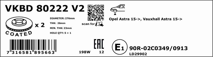 SKF VKBD 80222 V2 - Bremžu diski www.autospares.lv