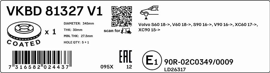 SKF VKBD 81327 V1 - Bremžu diski www.autospares.lv