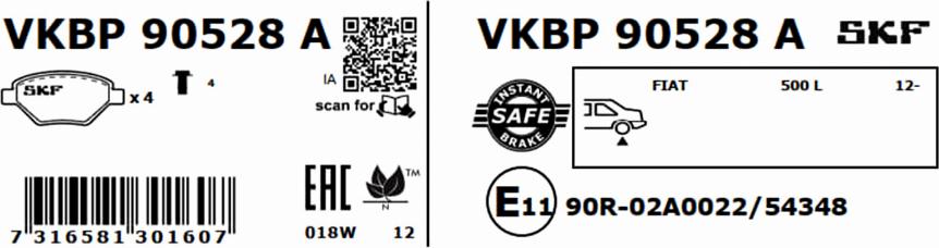 SKF VKBP 90528 A - Bremžu uzliku kompl., Disku bremzes www.autospares.lv