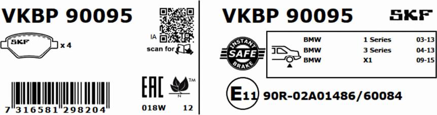 SKF VKBP 90095 - Bremžu uzliku kompl., Disku bremzes www.autospares.lv