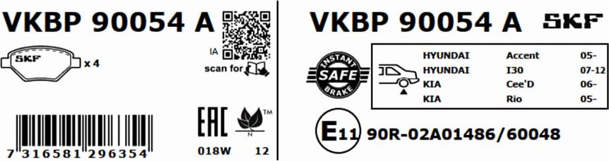 SKF VKBP 90054 A - Bremžu uzliku kompl., Disku bremzes www.autospares.lv