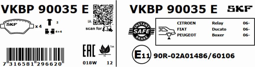 SKF VKBP 90035 E - Bremžu uzliku kompl., Disku bremzes www.autospares.lv