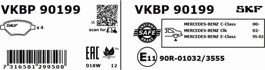 SKF VKBP 90199 - Bremžu uzliku kompl., Disku bremzes www.autospares.lv