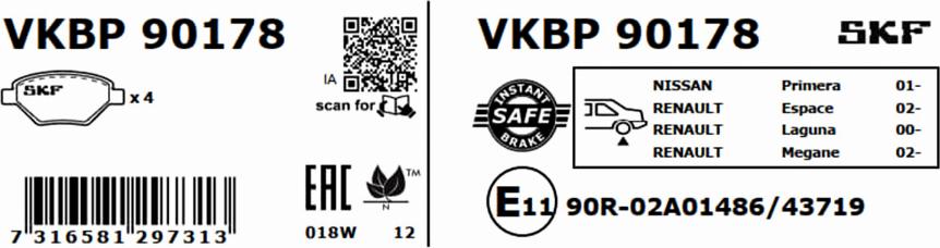 SKF VKBP 90178 - Bremžu uzliku kompl., Disku bremzes www.autospares.lv