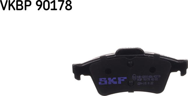 SKF VKBP 90178 - Тормозные колодки, дисковые, комплект www.autospares.lv