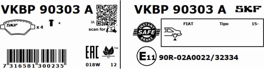 SKF VKBP 90303 A - Bremžu uzliku kompl., Disku bremzes www.autospares.lv