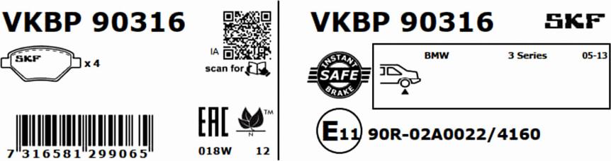 SKF VKBP 90316 - Bremžu uzliku kompl., Disku bremzes www.autospares.lv