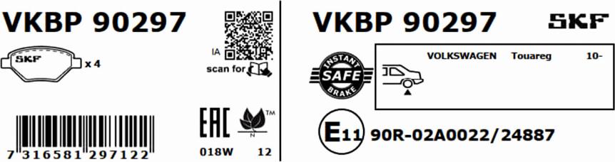 SKF VKBP 90297 - Bremžu uzliku kompl., Disku bremzes www.autospares.lv