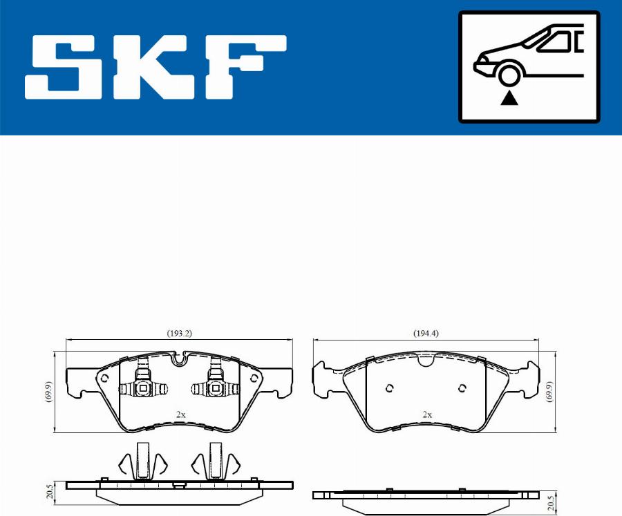 SKF VKBP 80402 - Bremžu uzliku kompl., Disku bremzes www.autospares.lv