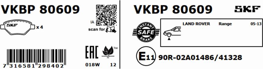 SKF VKBP 80609 - Bremžu uzliku kompl., Disku bremzes www.autospares.lv