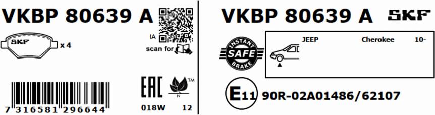 SKF VKBP 80639 A - Bremžu uzliku kompl., Disku bremzes www.autospares.lv