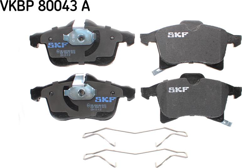 SKF VKBP 80043 A - Brake Pad Set, disc brake www.autospares.lv