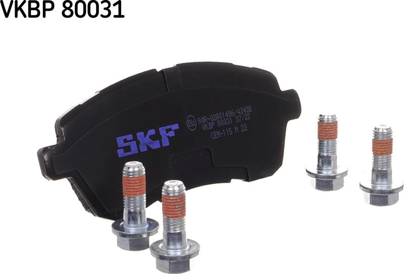 SKF VKBP 80031 - Тормозные колодки, дисковые, комплект www.autospares.lv