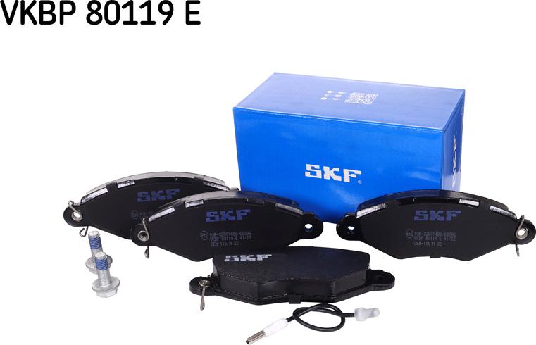 SKF VKBP 80119 E - Тормозные колодки, дисковые, комплект www.autospares.lv