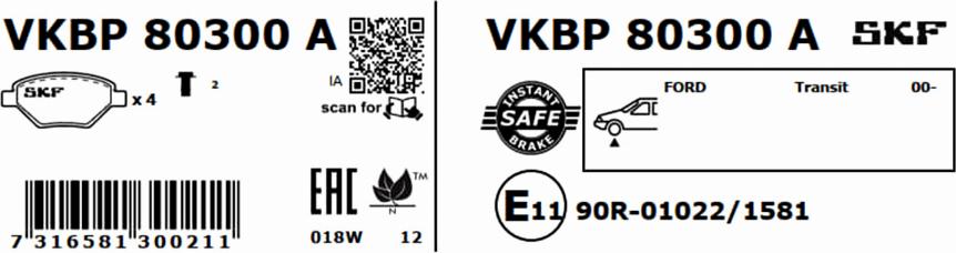 SKF VKBP 80300 A - Bremžu uzliku kompl., Disku bremzes www.autospares.lv