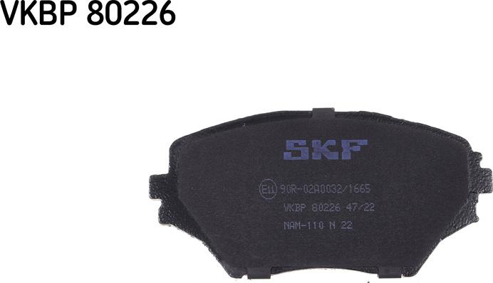 SKF VKBP 80226 - Brake Pad Set, disc brake www.autospares.lv