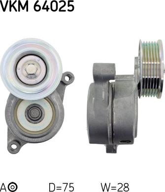 SKF VKM 64025 - Parazīt / Vadrullītis, Ķīļrievu siksna www.autospares.lv