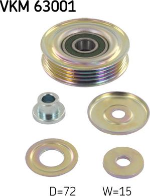 SKF VKM 63001 - Parazīt / Vadrullītis, Ķīļrievu siksna autospares.lv