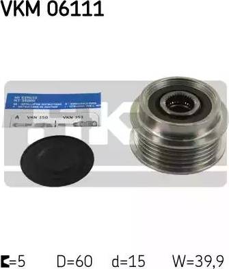 SKF VKM 06111 - Шкив генератора, муфта www.autospares.lv