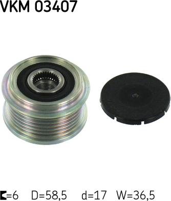 SKF VKM 03407 - Шкив генератора, муфта www.autospares.lv