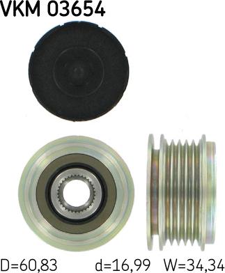 SKF VKM 03654 - Pulley, alternator, freewheel clutch www.autospares.lv