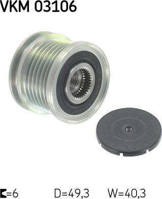 SKF VKM 03106 - Шкив генератора, муфта www.autospares.lv