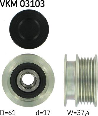 SKF VKM 03103 - Pulley, alternator, freewheel clutch www.autospares.lv