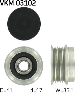 SKF VKM 03102 - Шкив генератора, муфта www.autospares.lv