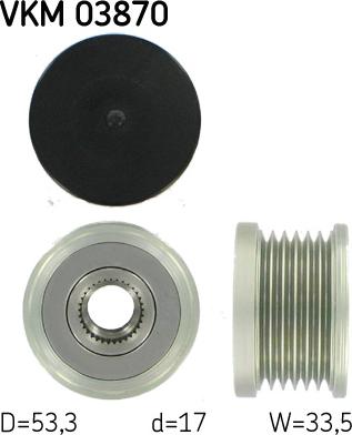 SKF VKM 03870 - Pulley, alternator, freewheel clutch www.autospares.lv