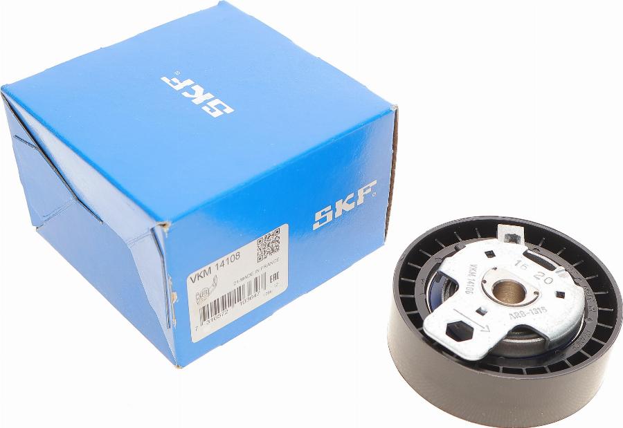 SKF VKM 14108 - Spriegotājrullītis, Gāzu sadales mehānisma piedziņas siksna www.autospares.lv