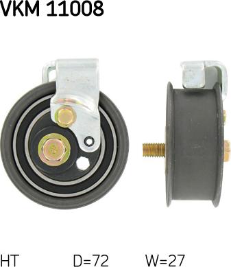 SKF VKM 11008 - Spriegotājrullītis, Gāzu sadales mehānisma piedziņas siksna www.autospares.lv