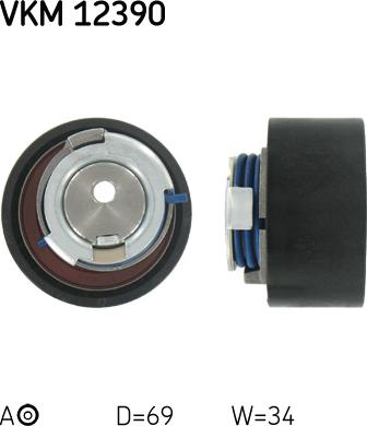 SKF VKM 12390 - Spriegotājrullītis, Gāzu sadales mehānisma piedziņas siksna www.autospares.lv