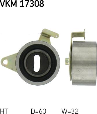 SKF VKM 17308 - Spriegotājrullītis, Gāzu sadales mehānisma piedziņas siksna www.autospares.lv