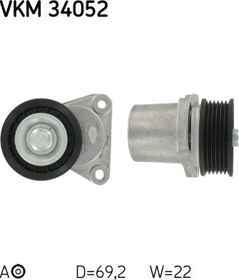 SKF VKM 34052 - Parazīt / Vadrullītis, Ķīļrievu siksna autospares.lv