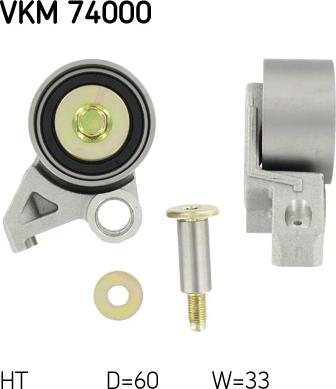 SKF VKM 74000 - Spriegotājrullītis, Gāzu sadales mehānisma piedziņas siksna www.autospares.lv