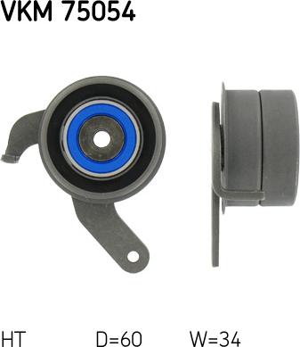 SKF VKM 75054 - Spriegotājrullītis, Gāzu sadales mehānisma piedziņas siksna autospares.lv