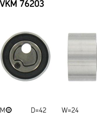 SKF VKM 76203 - Spriegotājrullītis, Gāzu sadales mehānisma piedziņas siksna www.autospares.lv