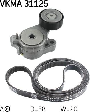 SKF VKMA 31125 - V-Ribbed Belt Set www.autospares.lv