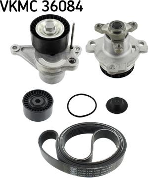 SKF VKMC 36084 - Ūdenssūknis + ķīļrievu siksnas komplekts www.autospares.lv