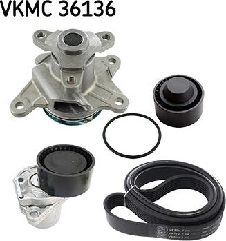 SKF VKMC 36136 - Ūdenssūknis + ķīļrievu siksnas komplekts www.autospares.lv