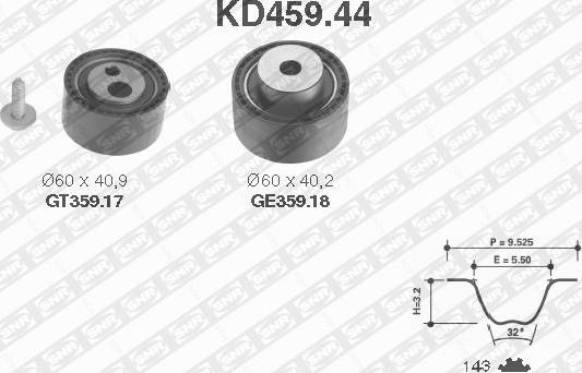 SNR KD459.44 - Комплект зубчатого ремня ГРМ www.autospares.lv