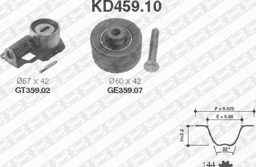 SNR KD459.10 - Комплект зубчатого ремня ГРМ www.autospares.lv