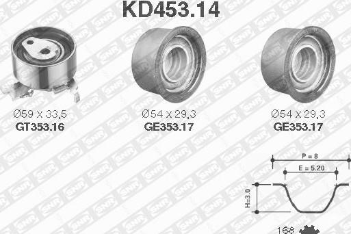 SNR KD453.14 - Комплект зубчатого ремня ГРМ www.autospares.lv