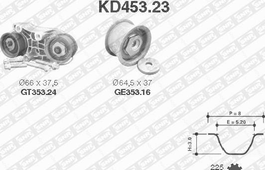 SNR KD453.23 - Комплект зубчатого ремня ГРМ www.autospares.lv