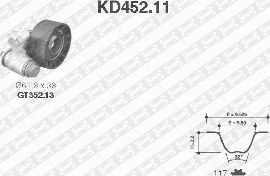 SNR KD452.11 - Комплект зубчатого ремня ГРМ www.autospares.lv