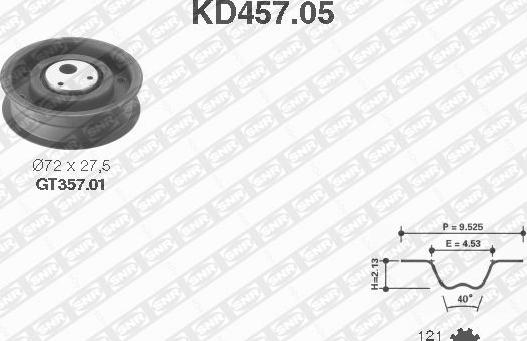 SNR KD457.05 - Комплект зубчатого ремня ГРМ www.autospares.lv