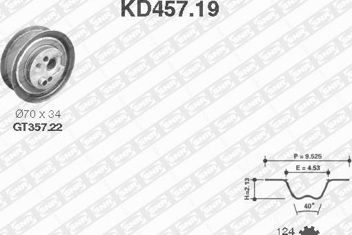 SNR KD457.19 - Комплект зубчатого ремня ГРМ www.autospares.lv