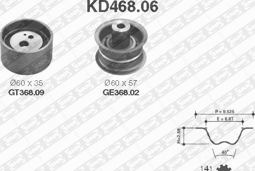 SNR KD468.06 - Комплект зубчатого ремня ГРМ www.autospares.lv