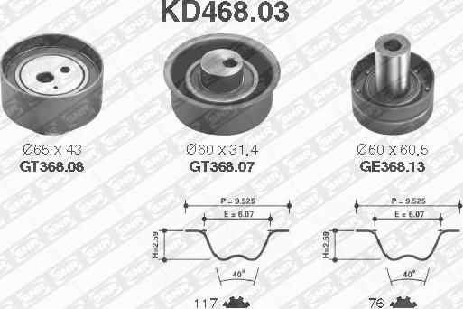 SNR KD468.03 - Комплект зубчатого ремня ГРМ www.autospares.lv