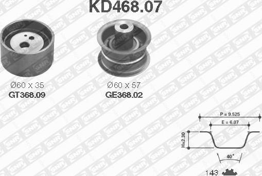 SNR KD468.07 - Комплект зубчатого ремня ГРМ www.autospares.lv